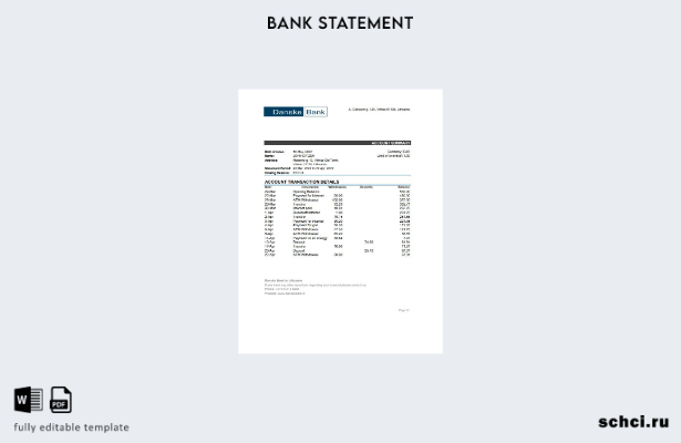 цифровая загрузка шаблона слова выписки из банка Danske в Литве